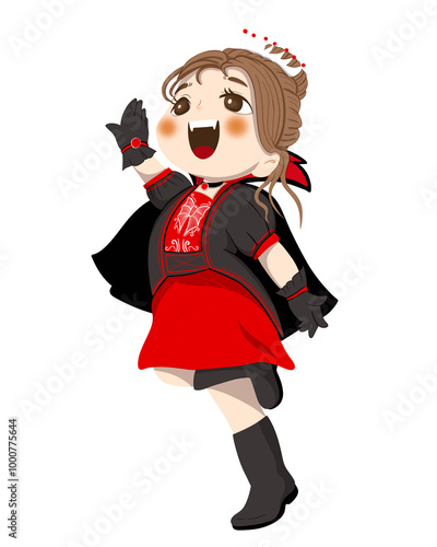 Little girl in vampire costume 