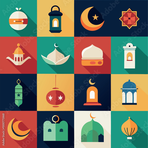 A black silhouette set of religious icons, symbols, and illustrations for holiday design