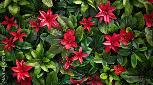 Gardening Decoration Red Plastic Flowersgreenery Green Plants Leafs