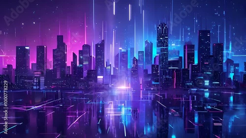 Wallpaper Mural Vibrant Futuristic Cityscape Torontodigital.ca