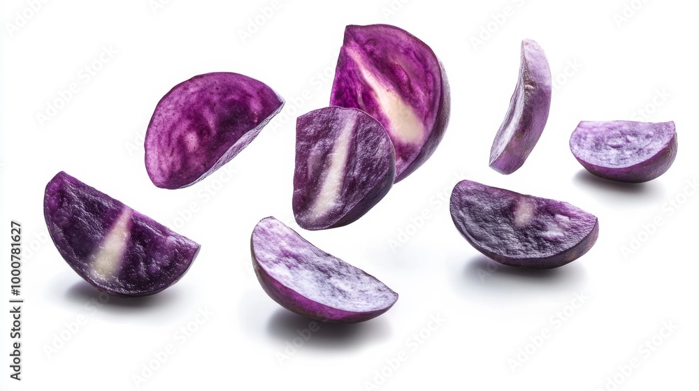 Purple Potato Slices Floating Generative AI Purple Potato Slices Floating Generative AI