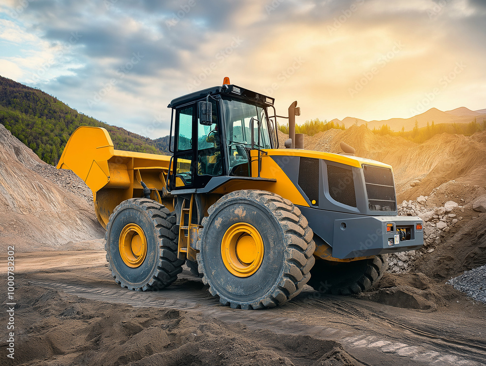 Yellow Front Loader in a Construction or Mining Site Yellow Front Loader in a Construction or Mining Site