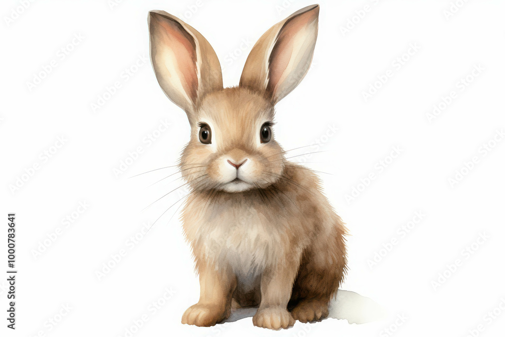 Fototapeta premium Whimsical Watercolor Rabbit Illustration Clipart