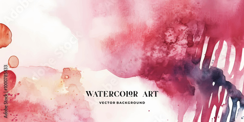 Abstract Watercolor Background with Red, Pink, and Blue Hues