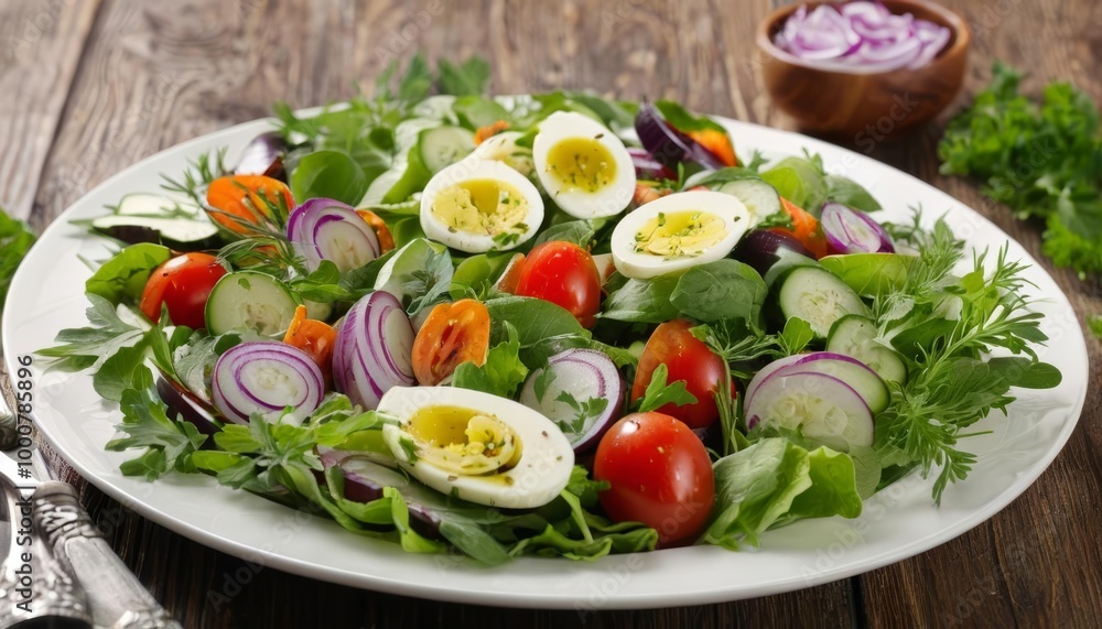 Fresh and vibrant salad ready to be savored Fresh and vibrant salad ready to be savored