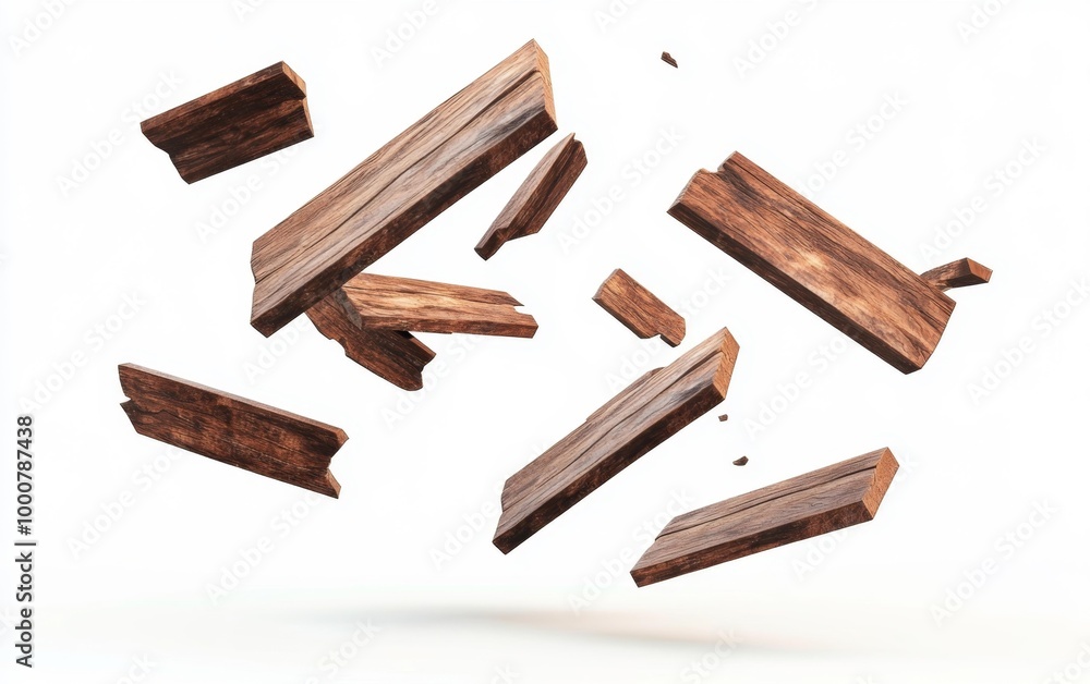 Wooden Planks Shattering in Mid-Air Generative AI Wooden Planks Shattering in Mid-Air Generative AI