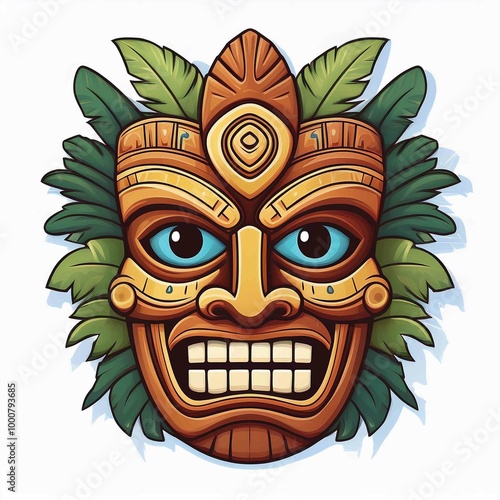 Funny Tiki Mask Vector, icon white background