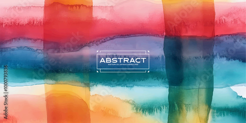 Abstract Watercolor Background with Horizontal Blends of Colors