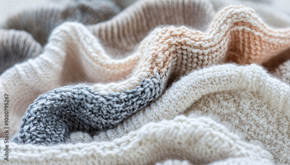 Zoomed-in textures of fabrics like knit wool, woven patterns, or intricate embroidery, creating a cozy, tactile feel Zoomed-in textures of fabrics like knit wool, woven patterns, or intricate embroidery, creating a cozy, tactile feel