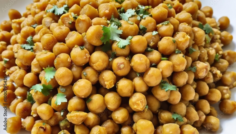 Deliciously seasoned chickpeas ready to be savored Deliciously seasoned chickpeas ready to be savored