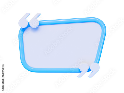 Blue Text Bubble Icon 3D render Isolated on Transparent Background