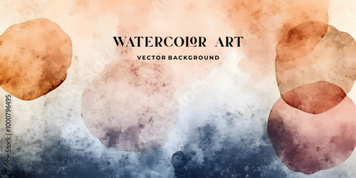 Abstract Watercolor Background with Brown and Blue Hues