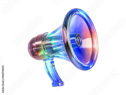 Wallpaper Mural Futuristic Holographic Gradient Abstract Crystal Material Megaphone Icon Isolated on Transparent Background Torontodigital.ca
