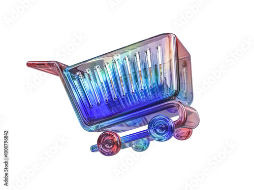Wallpaper Mural Futuristic Holographic Gradient Abstract Crystal Material Shopping Cart Icon Isolated on Transparent Background Torontodigital.ca