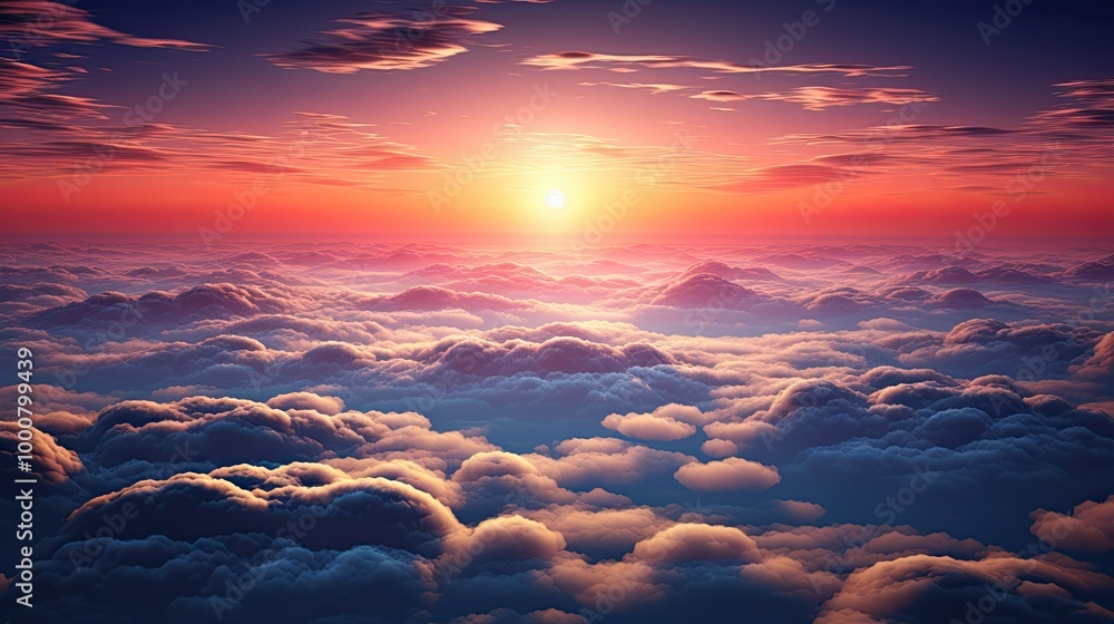 Neon sunset above the clouds, above the clouds. Neon sunset above the clouds, above the clouds.