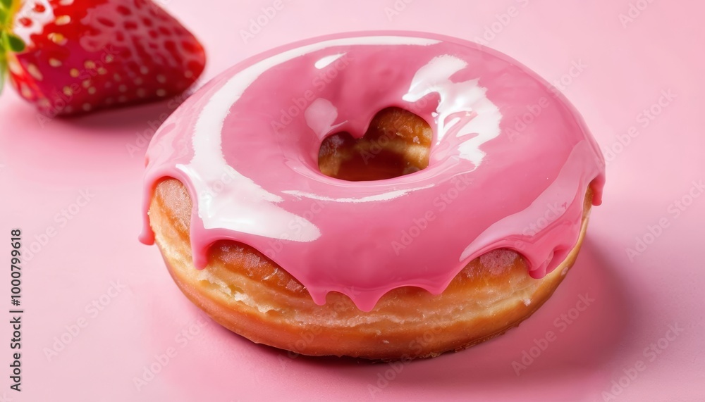 Sweet indulgence A pink glazed donut with a heartshaped hole Sweet indulgence A pink glazed donut with a heartshaped hole