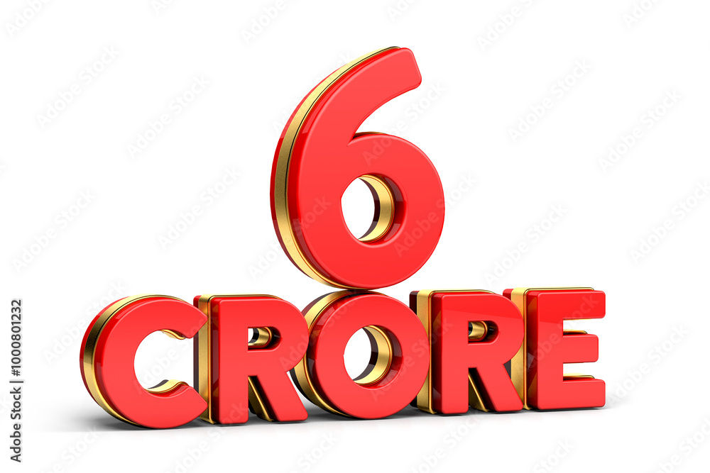 3d Red and golden 6 crore isolated on background. 3d illustration. 3d Red and golden 6 crore isolated on background. 3d illustration.