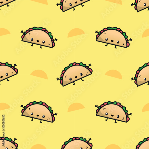 CUTE SMILING TACO CHARACTER SEAMLESS PATTERN
