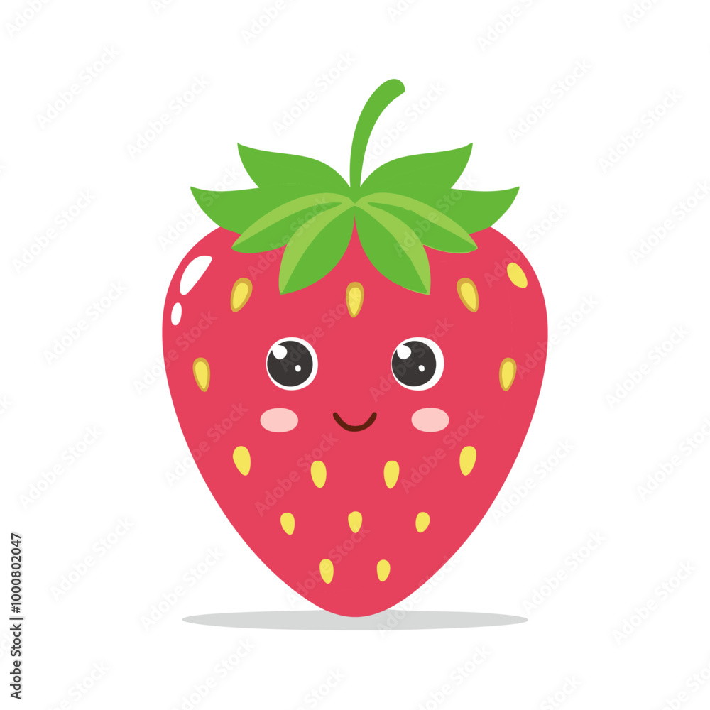 Obraz premium Strawberry Cute Cartoon Fruit Fresh Animation Kawaii Healthy Character