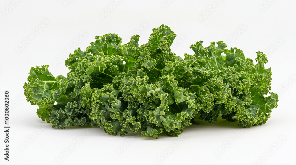 Fresh Kale Leaves on White Background
