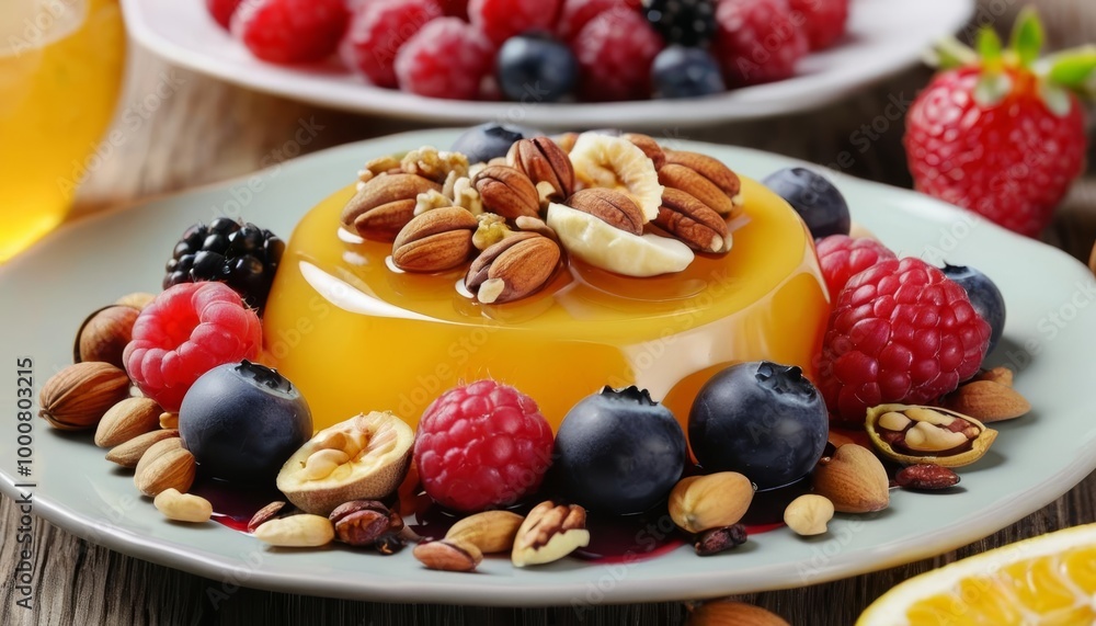 Deliciously fruity and nutty dessert ready to be savored Deliciously fruity and nutty dessert ready to be savored