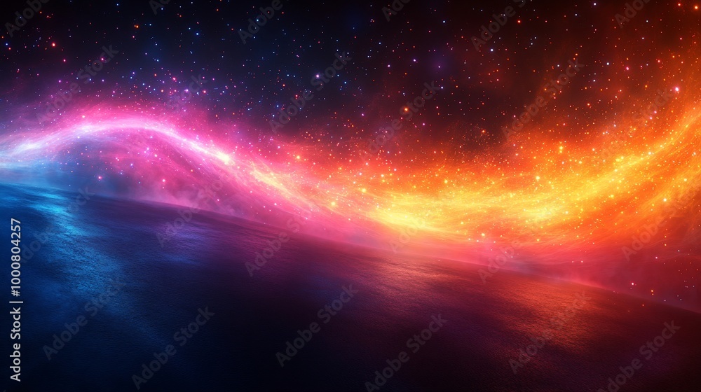 A vibrant, swirling aurora borealis illuminates the night sky over a calm, reflective ocean. A vibrant, swirling aurora borealis illuminates the night sky over a calm, reflective ocean.