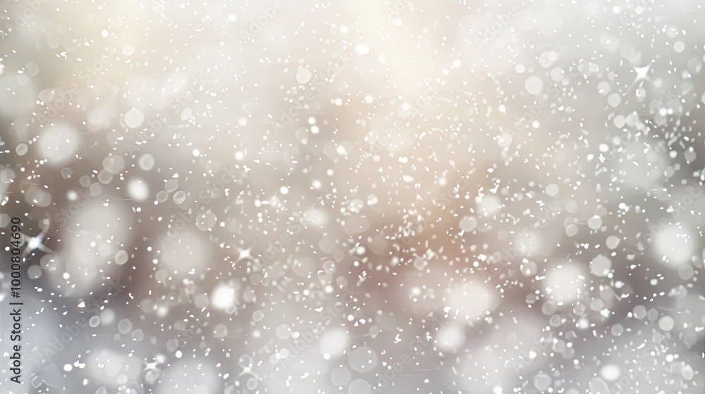 Winter scene with blurred snowflakes falling softly through a gray overcast sky Winter scene with blurred snowflakes falling softly through a gray overcast sky