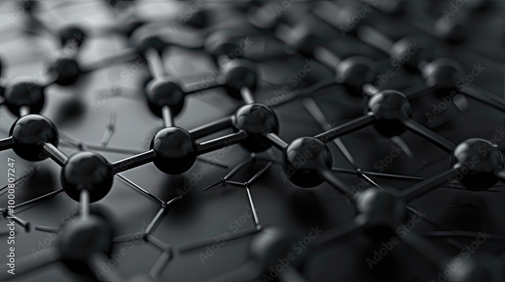 Deep gray wallpaper with a hexagonal grid of glass molecules providing soft reflections and scientific detail Deep gray wallpaper with a hexagonal grid of glass molecules providing soft reflections and scientific detail