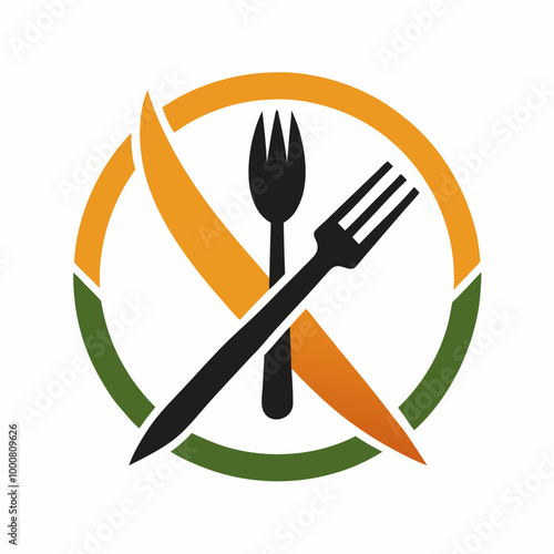 Fork and knife logo vector illustration on white background