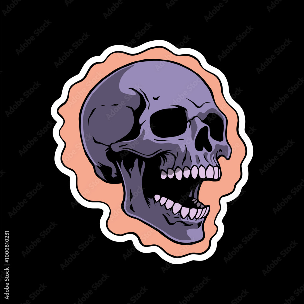 Fototapeta premium angry skull art illustration hand drawn for stickers logo poster etc 