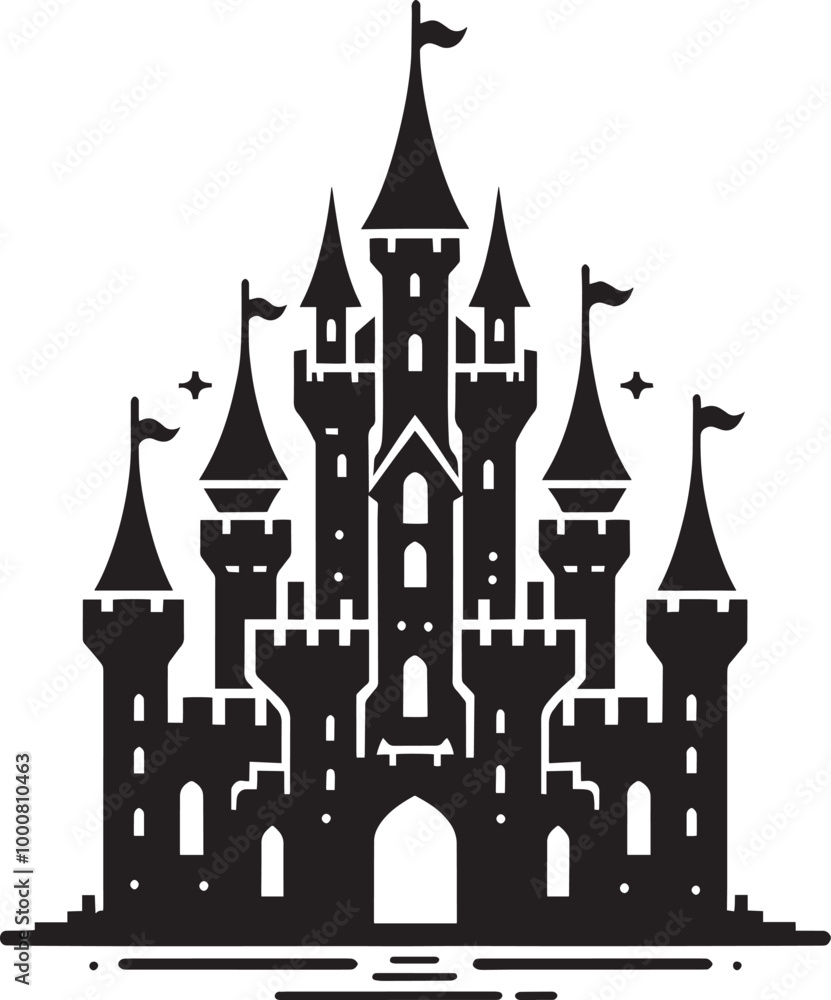 Obraz premium Ancient Castle silhouette vector illustration isolated on a white background