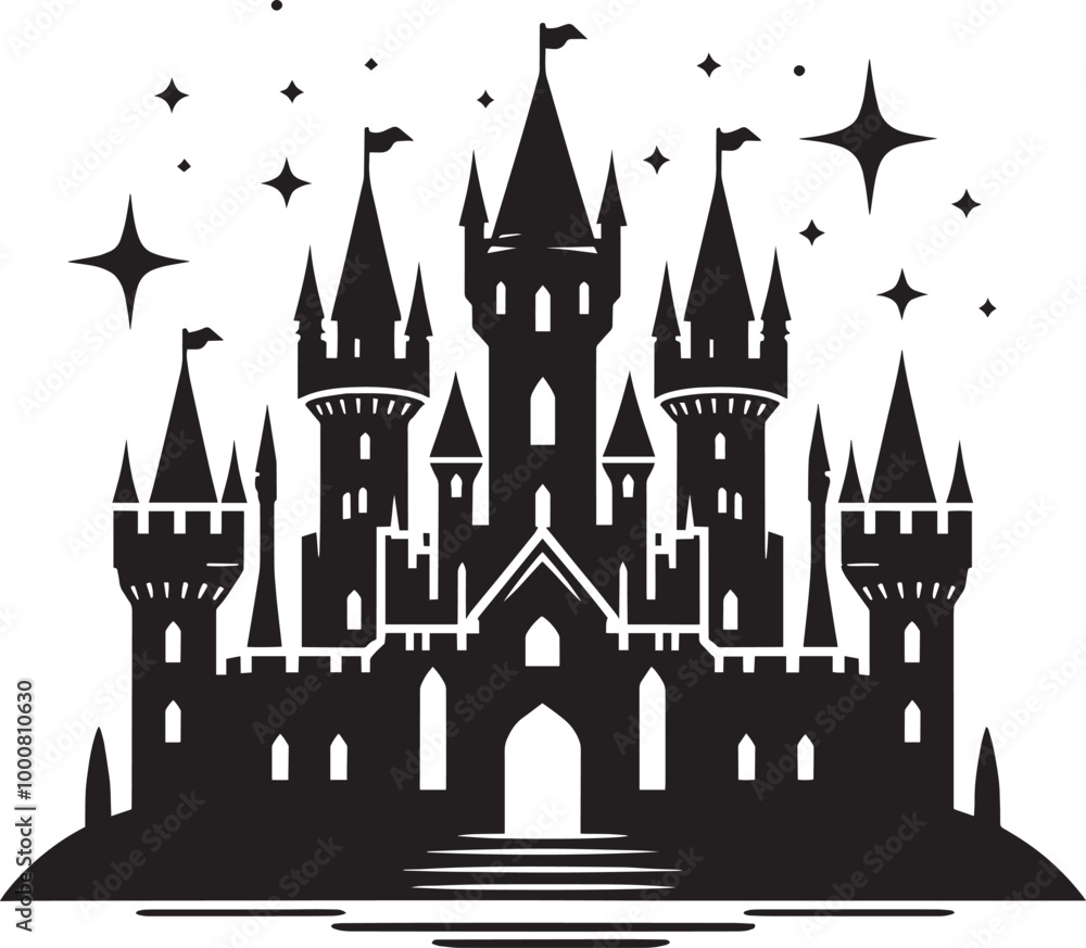 Ancient Castle silhouette vector illustration isolated on a white background Ancient Castle silhouette vector illustration isolated on a white background