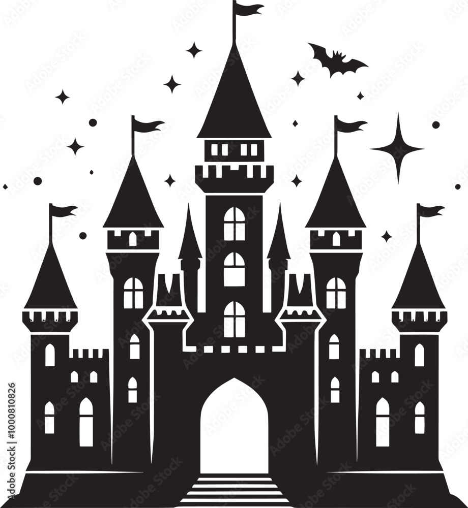 Ancient Castle silhouette vector illustration isolated on a white background Ancient Castle silhouette vector illustration isolated on a white background