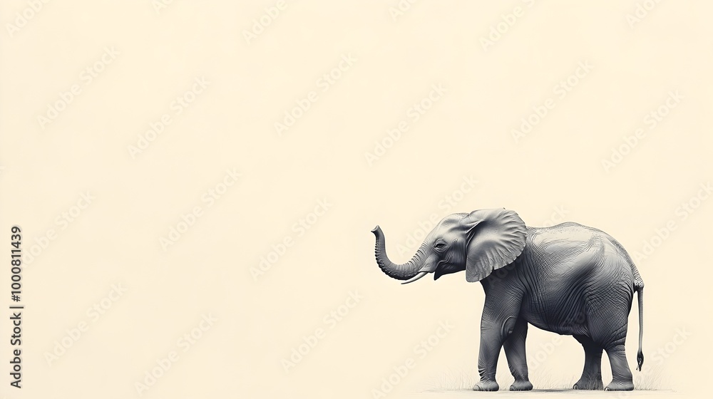 Fototapeta premium Elephant Masseuse in Minimalist Pop Art Style on Plain Beige Background