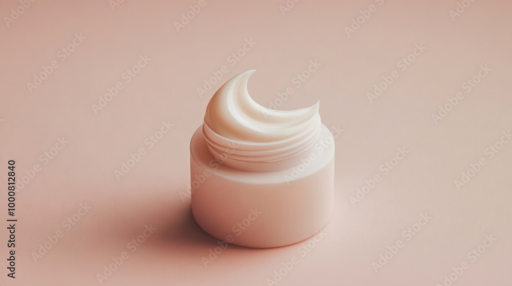 Minimalist skincare cream jar on pastel background Minimalist skincare cream jar on pastel background