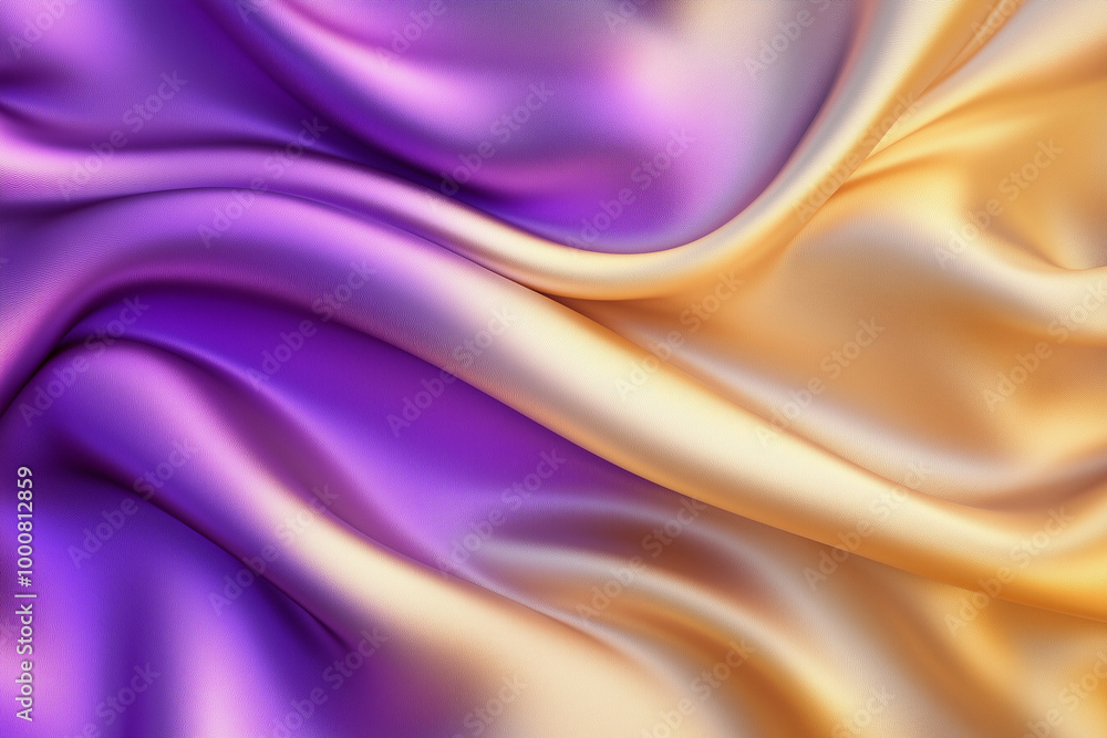 purple and yellow fabric with a wave pattern. The colors are bright and the pattern is flowing purple and yellow fabric with a wave pattern. The colors are bright and the pattern is flowing