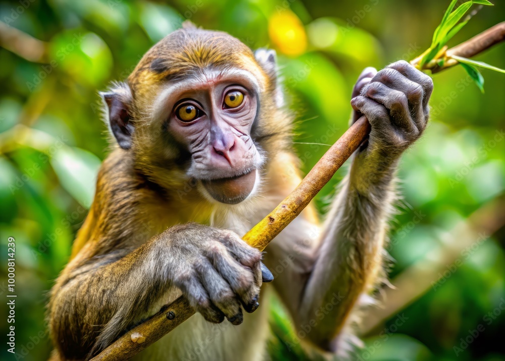 Close-up of Monkey Hands Grasping Branch in Natural Habitat, Showcasing Dexterity and Strength Close-up of Monkey Hands Grasping Branch in Natural Habitat, Showcasing Dexterity and Strength