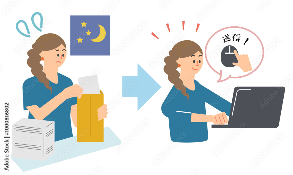 経理作業が自動化されて楽になった女性 経理作業が自動化されて楽になった女性