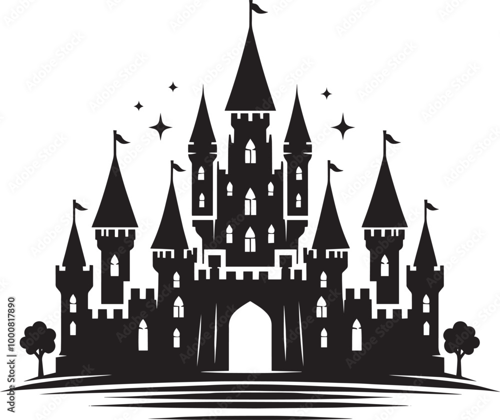 Ancient Castle silhouette vector illustration isolated on a white background Ancient Castle silhouette vector illustration isolated on a white background