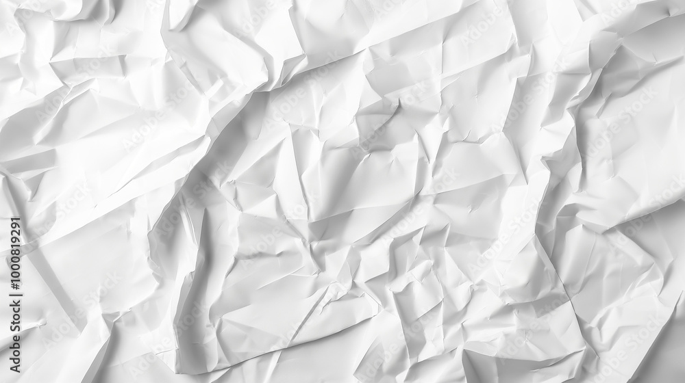 Obraz premium White paper texture, crumpled and creased with no text or images on it, top view. 
