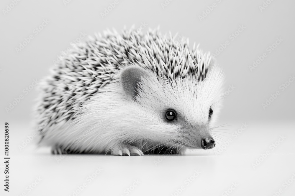 Obraz premium Curious hedgehog exploring a smooth surface in a bright and minimalistic environment