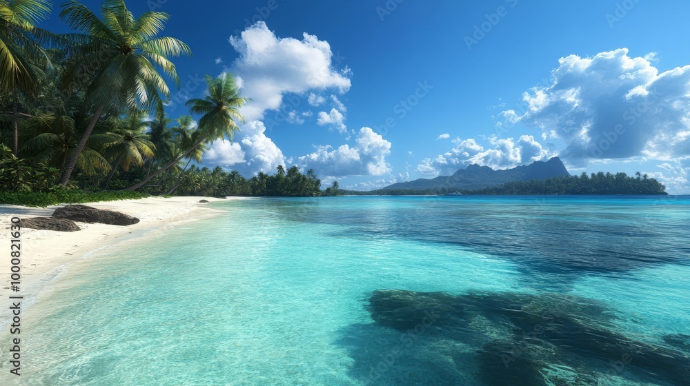Fototapeta premium Tropical Island Paradise Beach With Turquoise Water