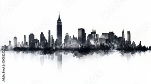 New York city skyline on white background 