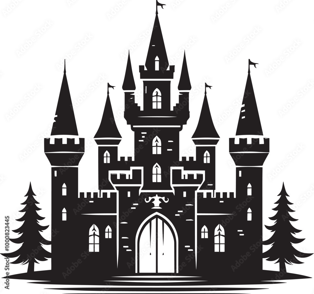 Ancient Castle silhouette vector illustration isolated on a white background Ancient Castle silhouette vector illustration isolated on a white background