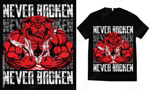 Never broken gym Crossfit bodybuilding t-shirt design