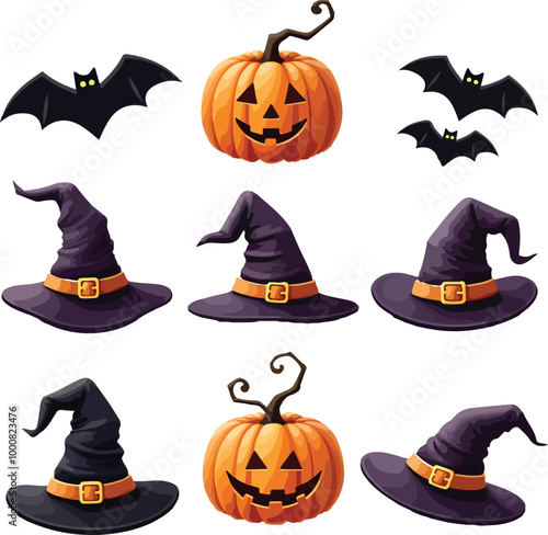 Halloween-themed icons set design