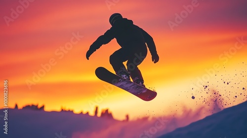 Wallpaper Mural A snowboarder jumps in the air against a sunset sky. Torontodigital.ca
