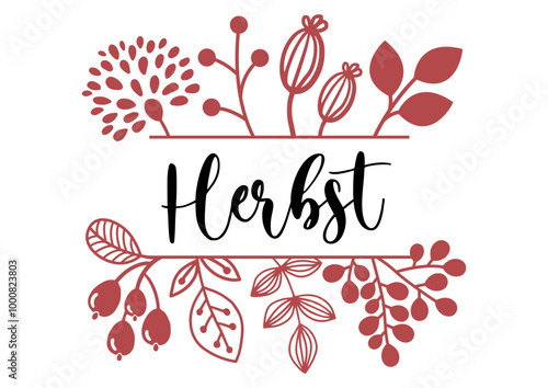 Herbstkranz Herbstmuster Blätter Äste Nüsse Beeren
