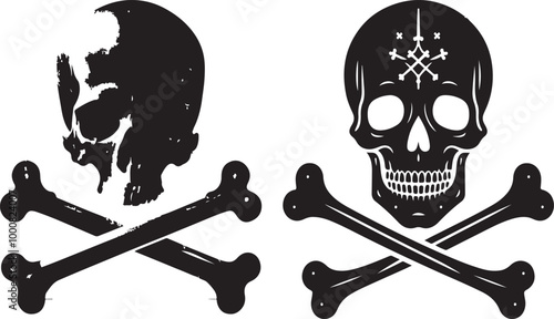 Silhouette of a skull with crossed bones beneath it 