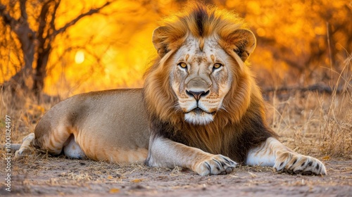 Majestic Lion in Golden Light photo